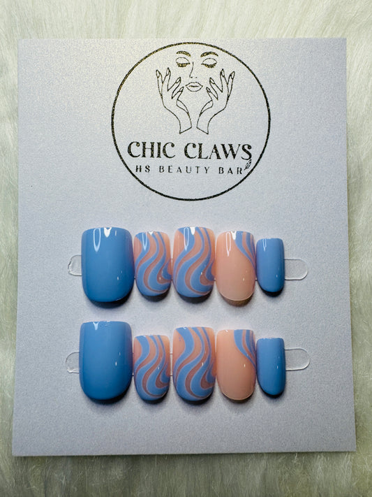 Blue Swirl Waves Set